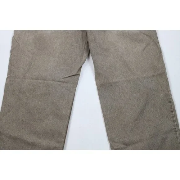 Vintage LL Bean Mens 34x30 Faded Stonewash Wide Leg Denim Jeans Beige Cotton